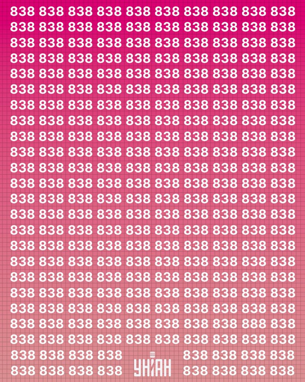 Hľadajte iné číslo medzi číslami 838