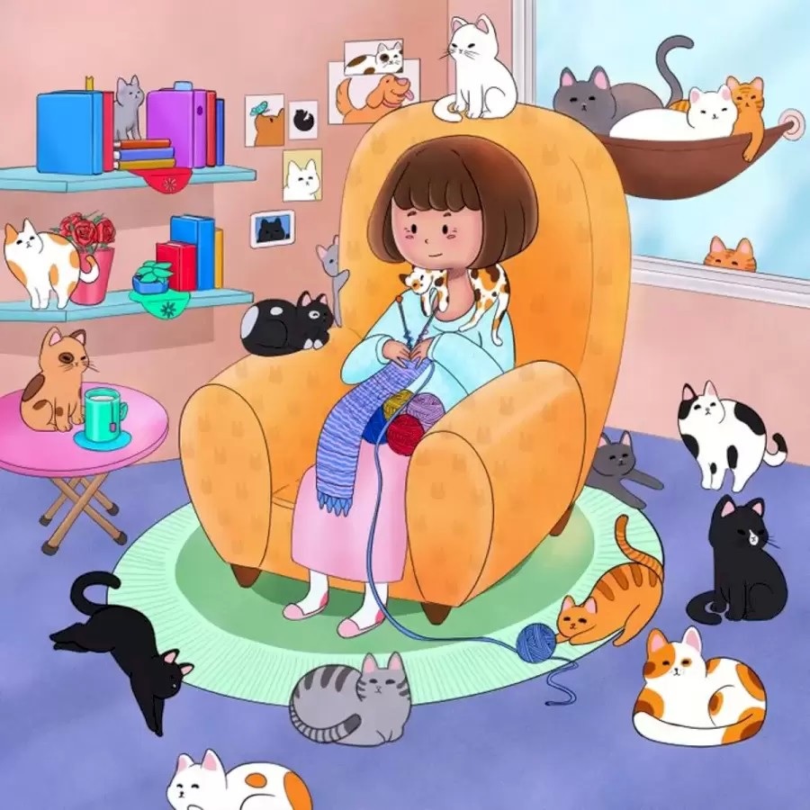 Puzzle - Mačacie kráľovstvo Hádanka - Nájdite psa medzi mačkami