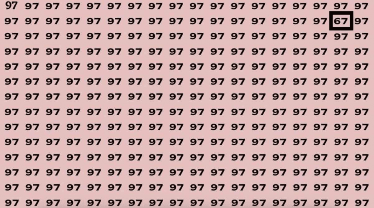 Prijmite výzvu: len bystré oči dokážu vidieť číslo 67 na skladačke za 3 sekundy. Prijmite výzvu: iba bystré oči dokážu vidieť číslo 67 na skladačke za 3 sekundy.