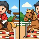 IQ test: nájdite 3 rozdiely na obrázku dievčaťa na koni