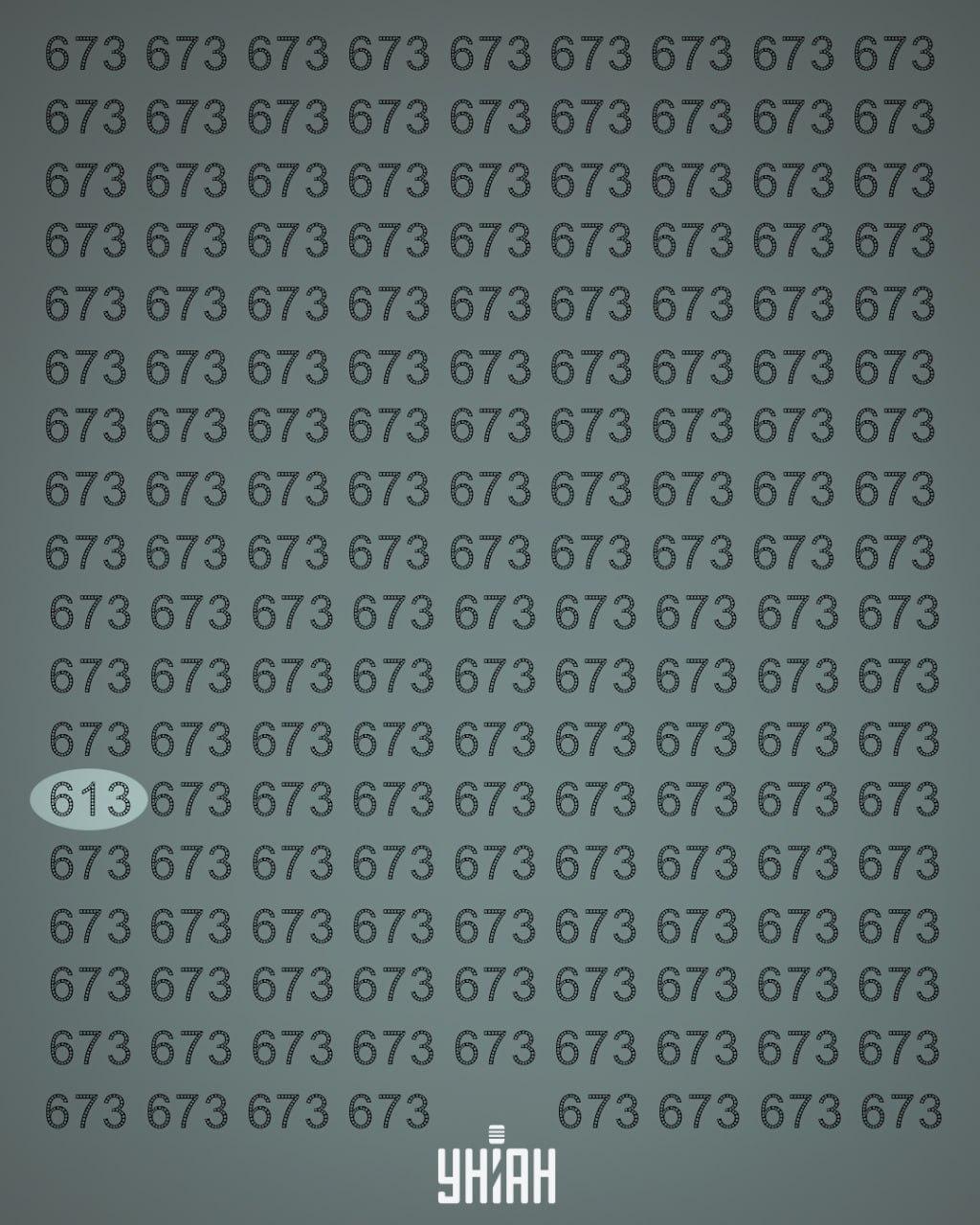 Riešenie hlavolamu s číslom 613 zvýrazneným svetlou farbou