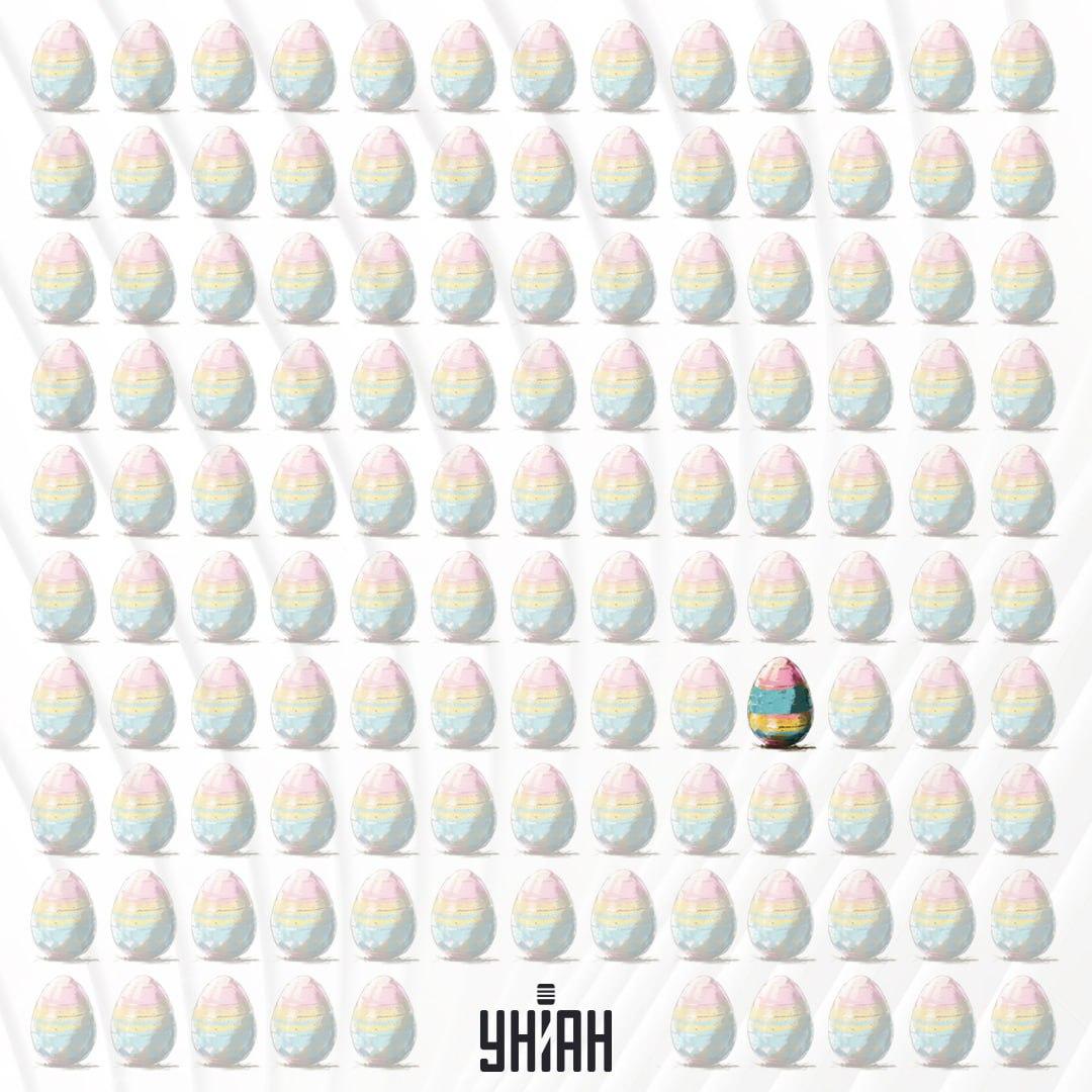 Pysanka, ktorá je v štvrtom riadku zdola / koláž Moje, je zvýraznená