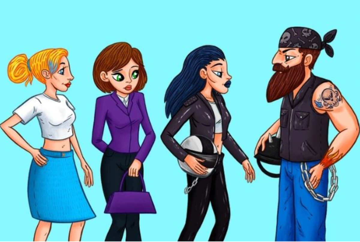 Nájdi manželku motorkára za 7 sekúnd / Bright Side drawing